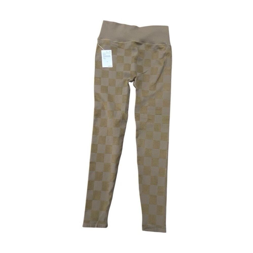 GOOD AMERICAN Leggings 3/4 Checkered Print Compression Athleisure Pants New Tag